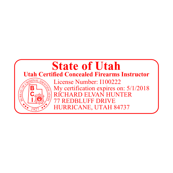 State of Utah Concealed Firearms Instructor Seal