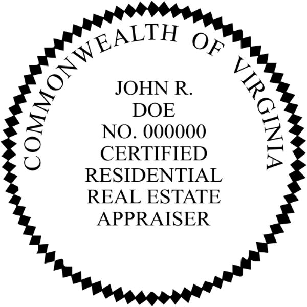 State of Virginia Certified Residential Real Estate Appraiser