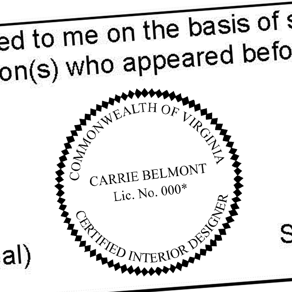 State of Virginia Interior Designer Seal Imprint