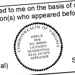 State of Virginia Licensed Residential Real Estate Appraiser Seal Imprint