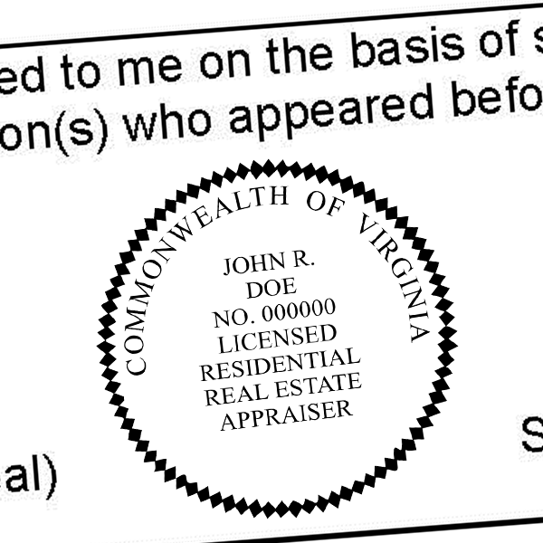 State of Virginia Licensed Residential Real Estate Appraiser Seal Imprint