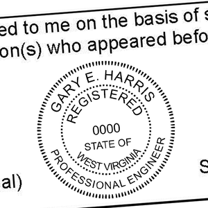 State of West Virginia Engineer Seal Seal Imprint