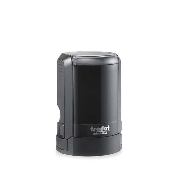 The Trodat Round 4642 Self Inking Stamp comes with a cap and is easy to store