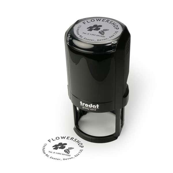 The impression made by the Trodat Round 4642 Self Inking Stamp measures 1-5/8" in diameter