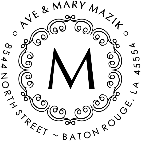 Monogram Round Address Stamp
