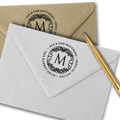 Matthews Floral Monogram Address Stamp - alternate view