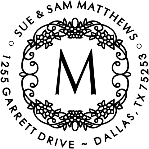 Matthews Floral Monogram Address Stamp