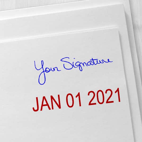 Signature Date Custom Rubber Stamp - Date Bottom Imprint Examples on Envelopes