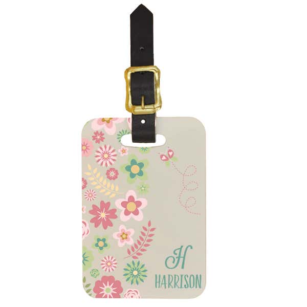 Custom Luggage Tag with Spring Flowers