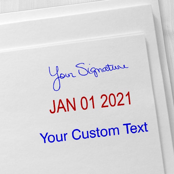 Self-Inking Signature Stamp with Custom Text and Dater