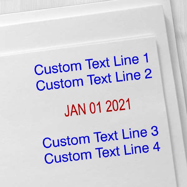Custom Text Date Stamp, 2 Top Lines 2 Bottom