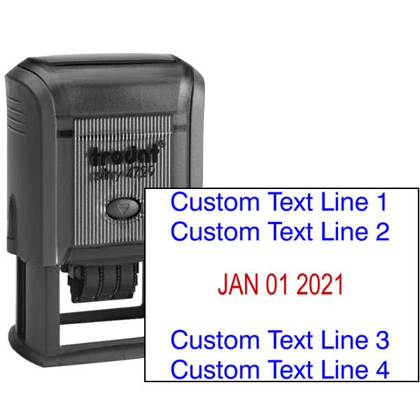 Custom Text Date Stamp, 2 Top Lines 2 Bottom