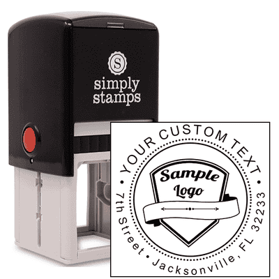 Custom Return Address Stamp - Logo w/ Double Line