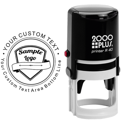 Custom Rubber Double Lines Logo Stamp - alternate view