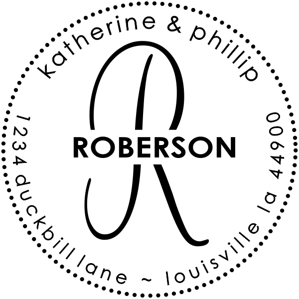 Roberson Monogram Round Address Stamp