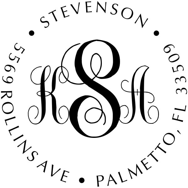 Fancy Monogram Address Stamp - Self-Inking