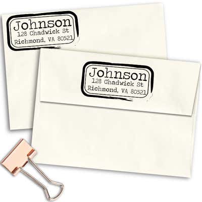 Eraser Rub Thick Ink Border Custom Address Stamp - alternate view
