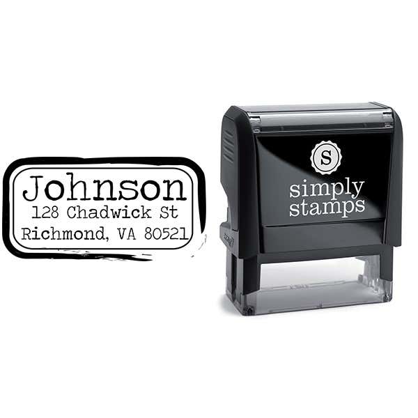 Eraser Rub Thick Ink Border Return Address Stamp Body and Design