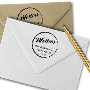 Ash Script Round Return Address Stamp Imprint Example