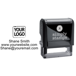 Self-Inking Custom Logo Stamp with Text - Stamp Body and Design