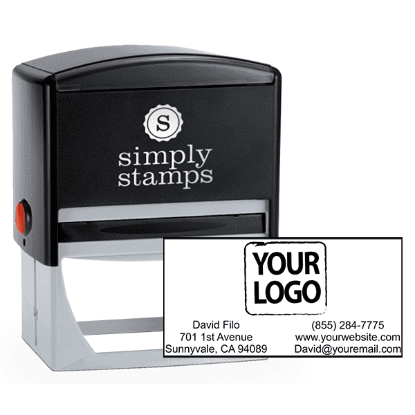 Contact Information Rectangular Logo Stamp