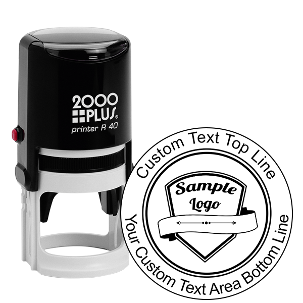 Custom Text Round Centered Logo Stamp