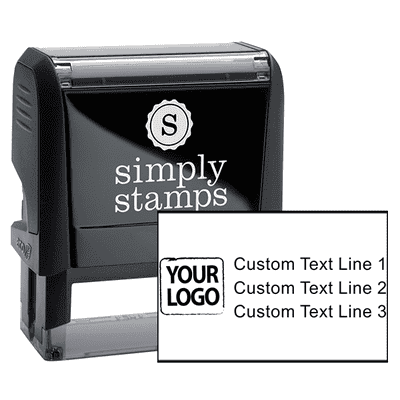 Custom Rubber Stamp - 3 Lines With Your Logo