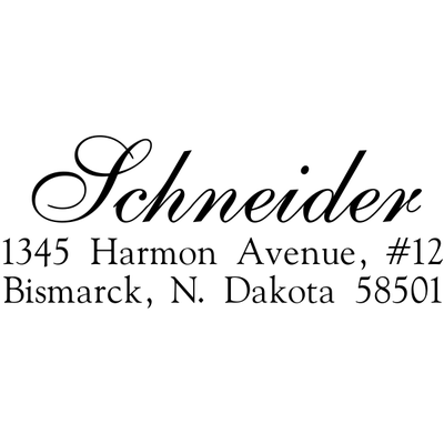 Schneider Script Address Stamp design