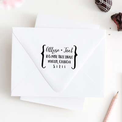 Cozy Border Couple's Address Stamp - alternate view