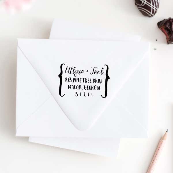 Cozy Border Couple's Address Stamp