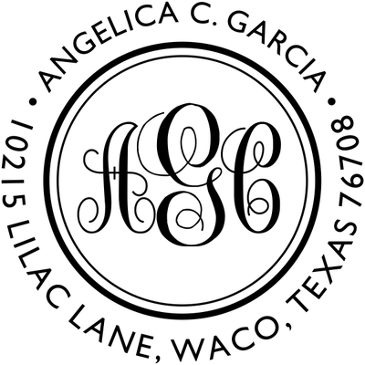Angelica Monogram Address Stamp