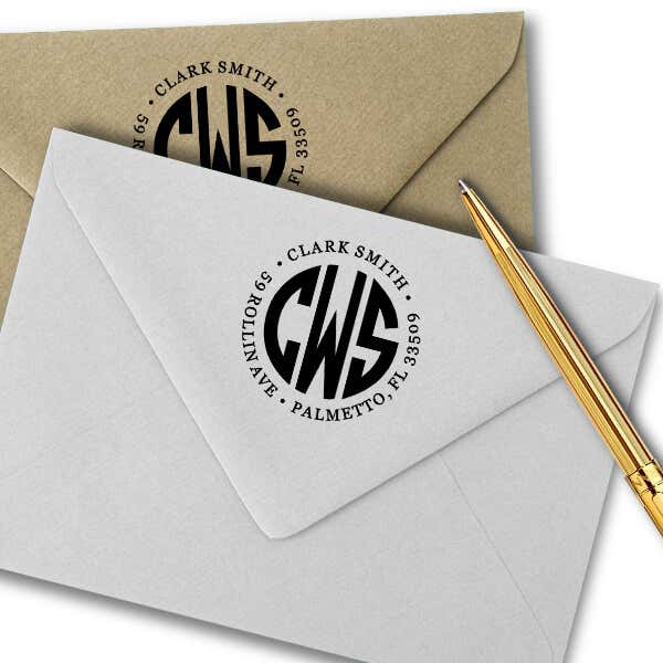 Round Initial Monogram Stamped envelopes