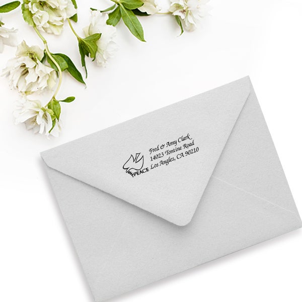 Peace Dove Olive Branch Rubber Address Stamp