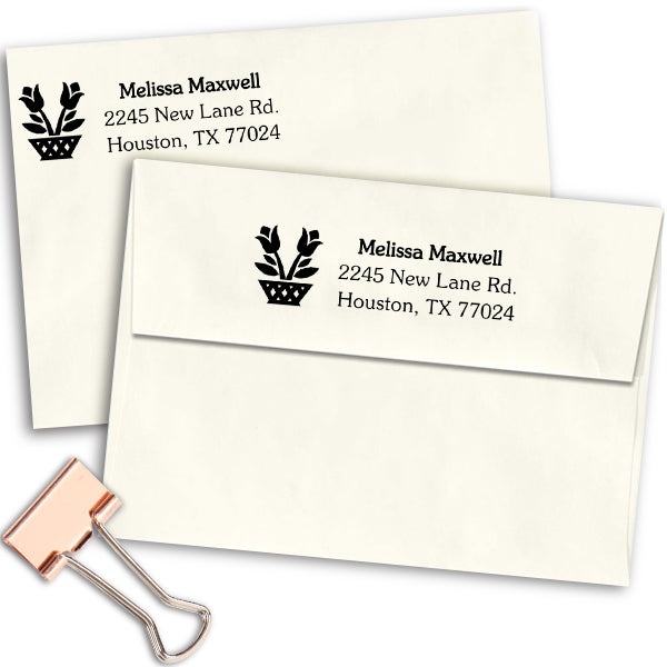 Flower Planter Address Stamp