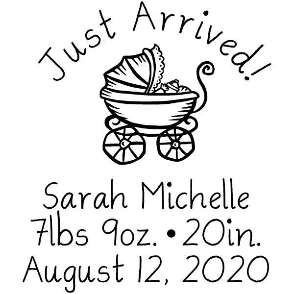 Just Arrived Baby Announcement Rubber Stamp