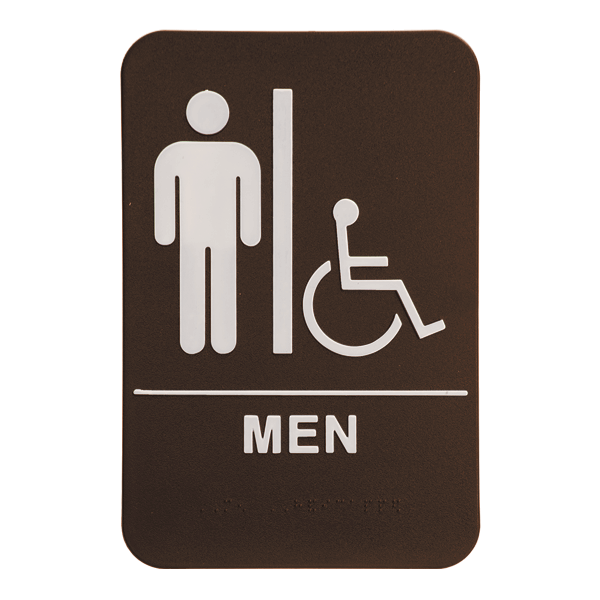 Brown Men's Handicap ADA Braille Restroom Sign