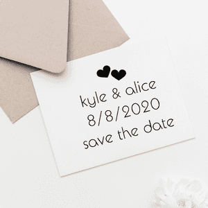 Save the Date Twin Hearts Stamp Imprint Example