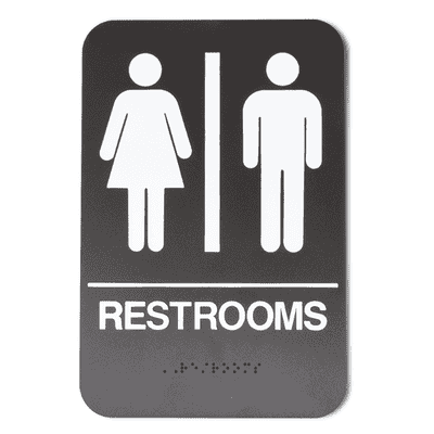 Brown Unisex ADA Braille Restrooms Sign