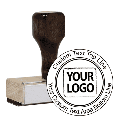 Custom Text Round Logo Hand Stamp  - alternate view