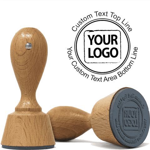 Custom Text Round Logo Hand Stamp 