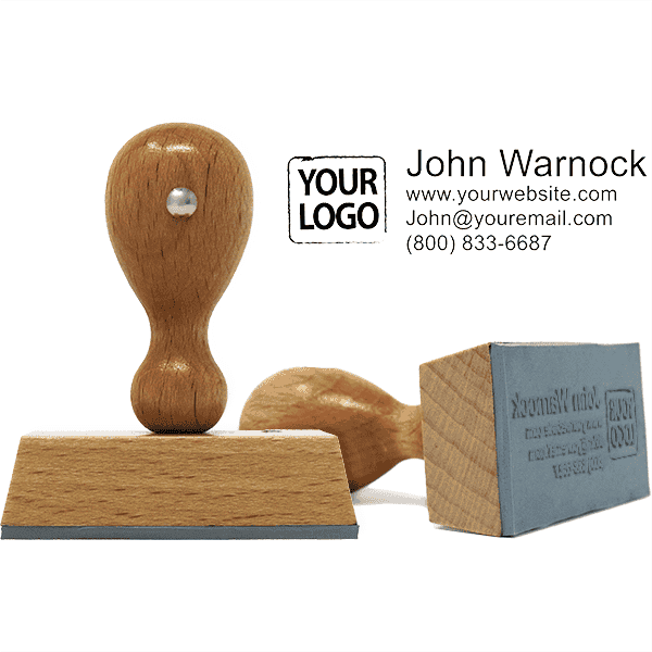 Logo Hand Stamp With Custom Text w/ Catalog Ink