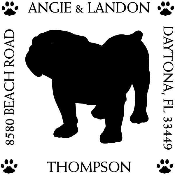 English Bulldog Pet Lover Dog Return Address Stamp