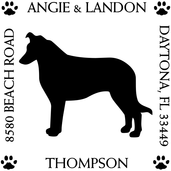 Custom Border Collie Address Stamp