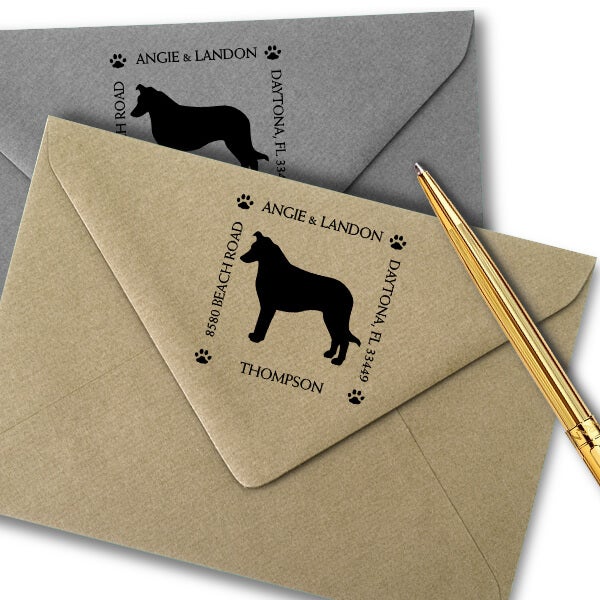 Border Collie Pet Lover Dog Address Stamp Imprint Example