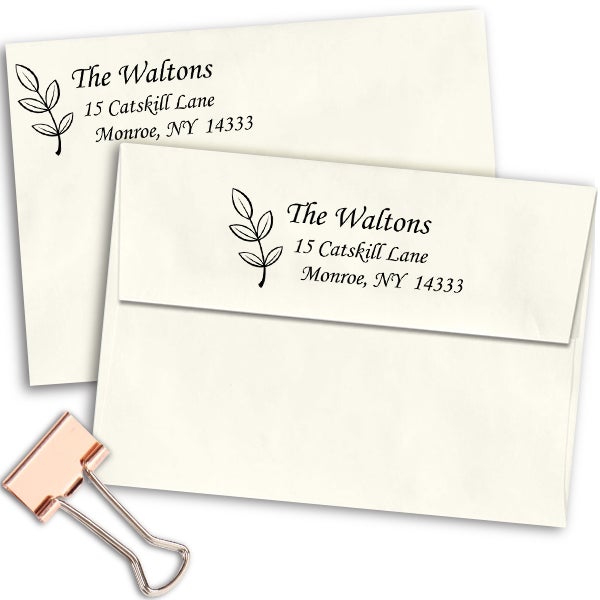 Walton Leaf Stem Address Stamp