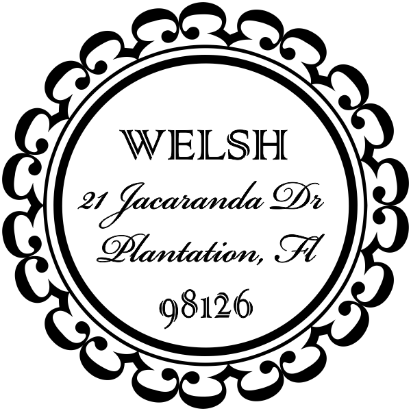 Welsh Round Address Stamp