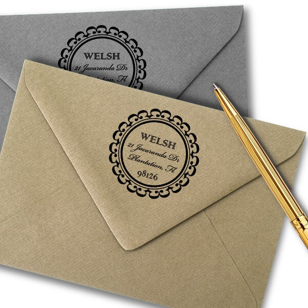 Welsh Round Address Stamp