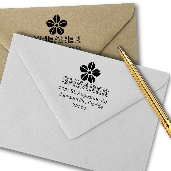 Manning Flower Square Address Stamp