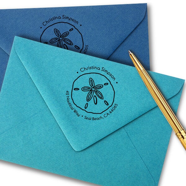 Nautical Sand Dollar Round Address Stamp
