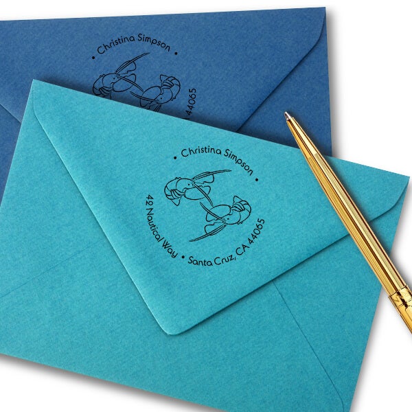 Nautical Lobster Round Address Stamp